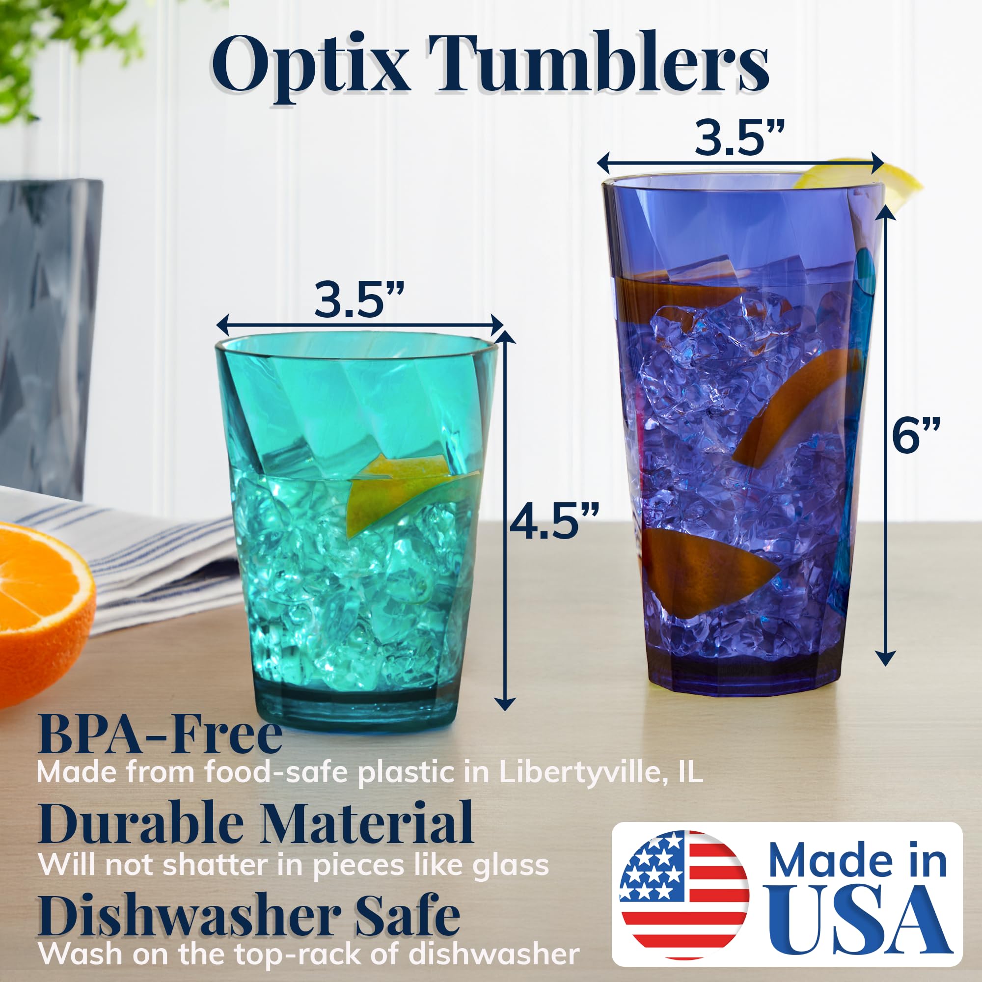 US Acrylic Optix 14oz rocks glass coastal grey ideal everyday sipping.