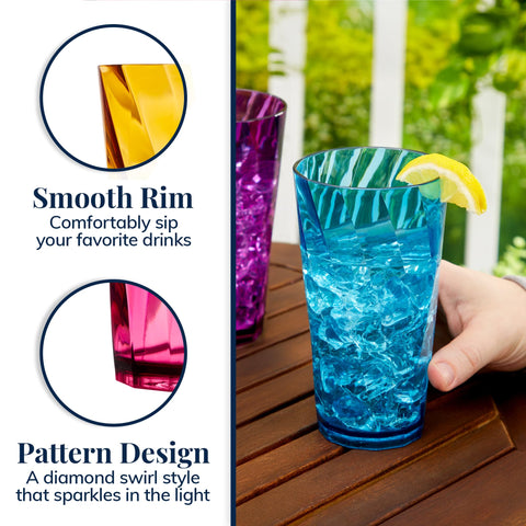 US Acrylic Optix 20oz glass ideal for dorm rooms and small spaces