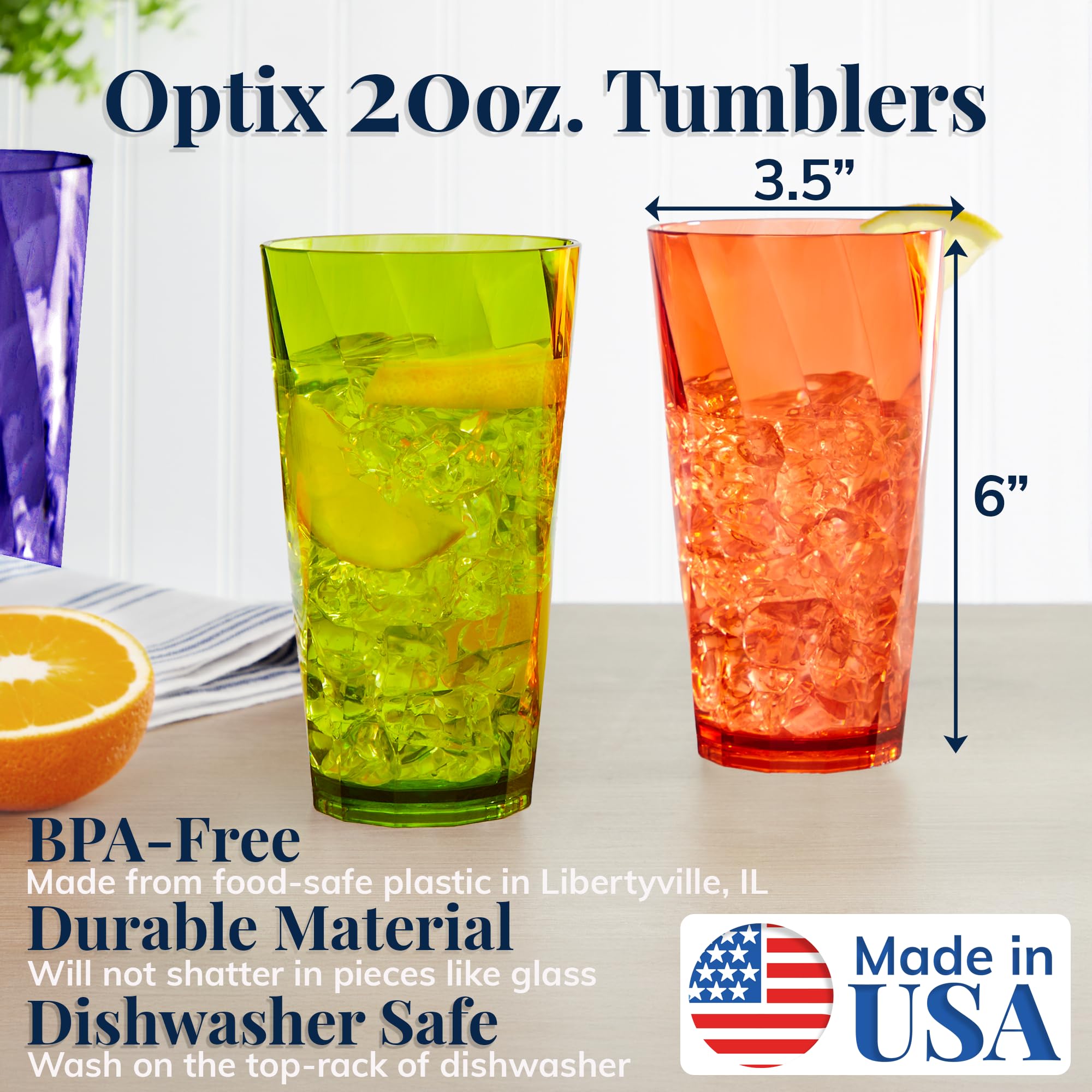 US Acrylic Optix 20oz glass features a stylish twist pattern for everyday use