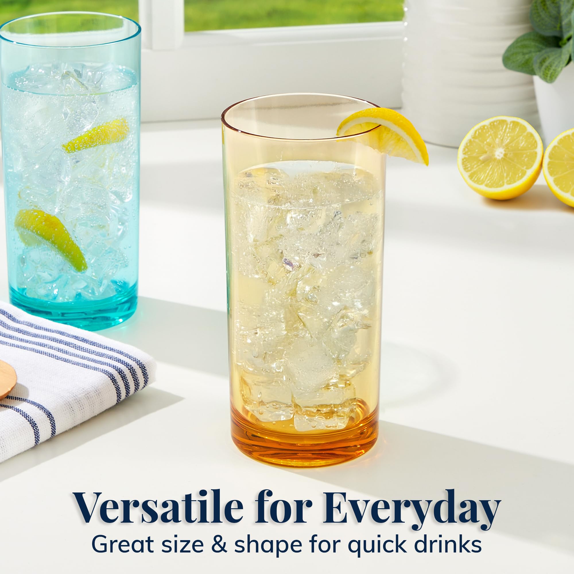 US Acrylic Smooth-top edge cups for easy sipping during meals