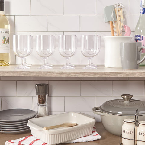 US Acrylic stackable wine stems 8oz glass-like design, durable for gatherings.