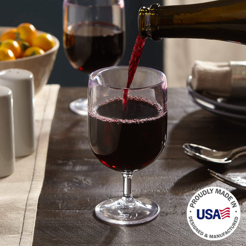 US Acrylic stackable wine stems 8oz top view, showcasing clear, glass-like appearance.