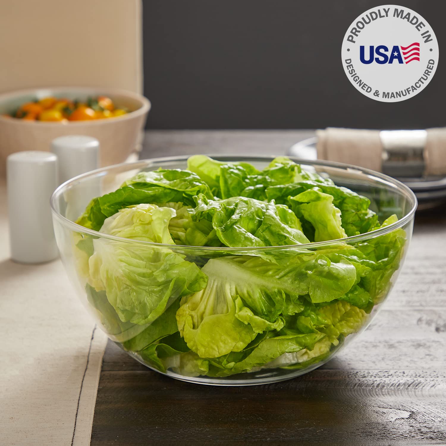 US Acrylic Vista Clear 10-inch bowl side view, lightweight and easy to carry.