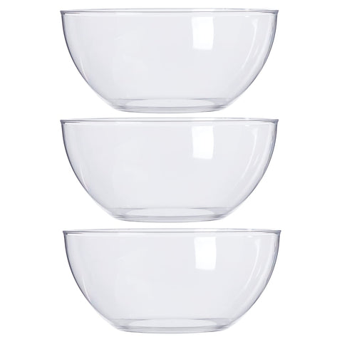 Outdoor patio service with Vista Clear bowls, easy to handle outdoors.