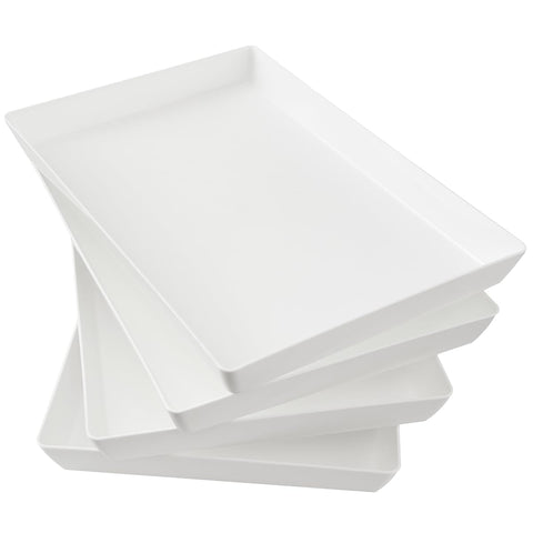 US Acrylic white trays 15x10 front view, ideal for elegant appetizers.