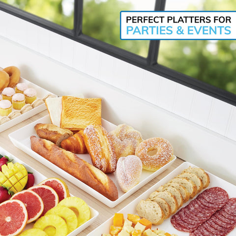 US Acrylic white trays outdoors in patio setup for poolside service.