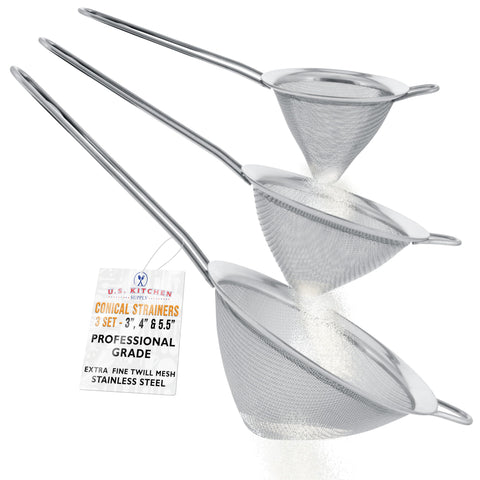 US Kitchen Supply chinois strainer 3in with fine mesh for silky sauces