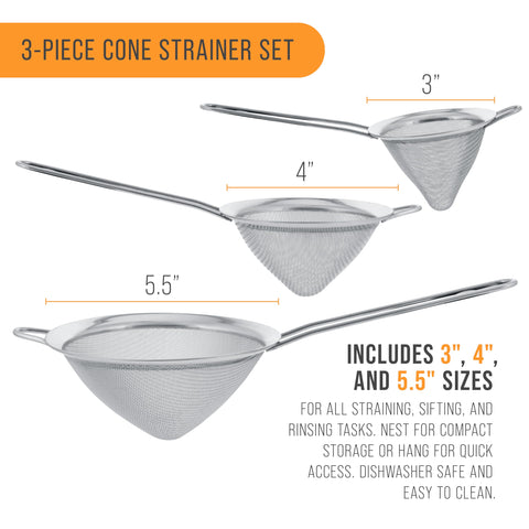 US Kitchen Supply chinois strainer 5-5in conical filter for ultra-fine straining