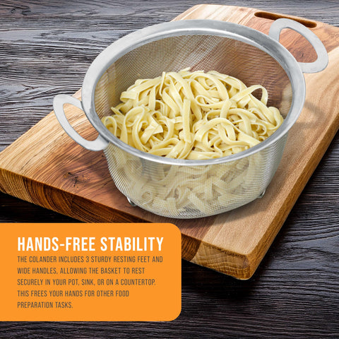Rinsing fruits and pasta with the U.S. Kitchen Supply colander.