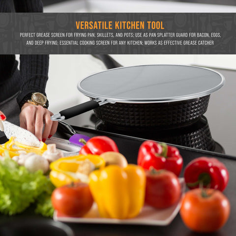 U.S. Kitchen Supply splatter guard with comfort grip handles makes cooking safer and cleaner.