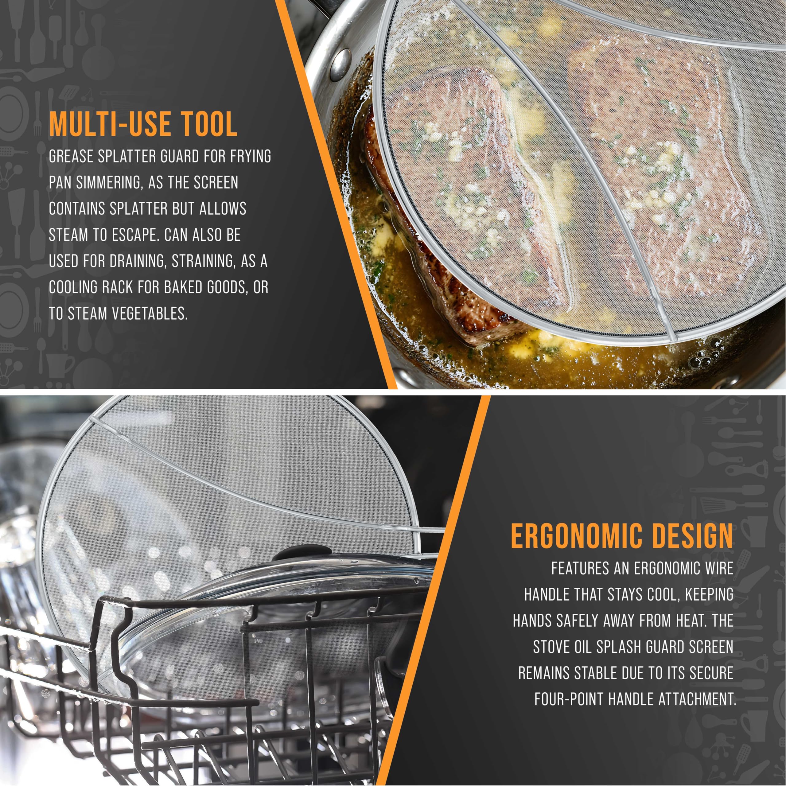 U.S. Kitchen Supply ergonomic cool-touch handle keeping hands safe