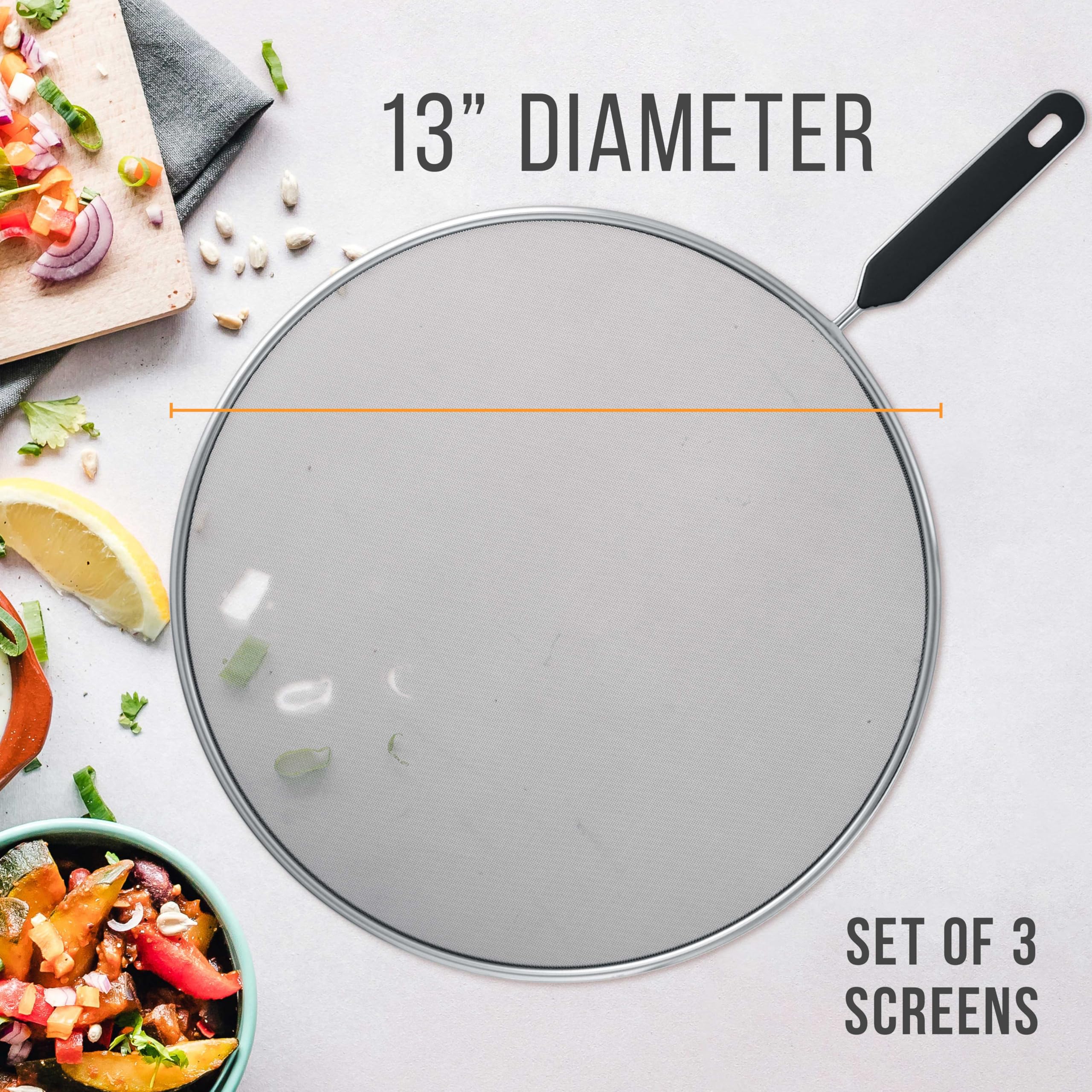 U.S. Kitchen Supply fine mesh splatter guard close-up shows durable steel.