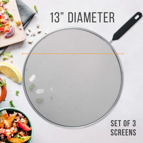 U.S. Kitchen Supply fine mesh splatter guard close-up shows durable steel.