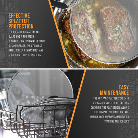 U.S. Kitchen Supply rust-resistant stainless steel mesh close-up on splatter guard