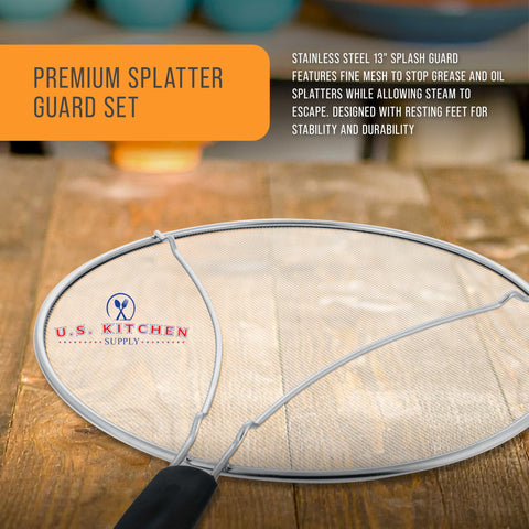 US Kitchen Supply splatter guard resting feet keep countertops clean and stable.