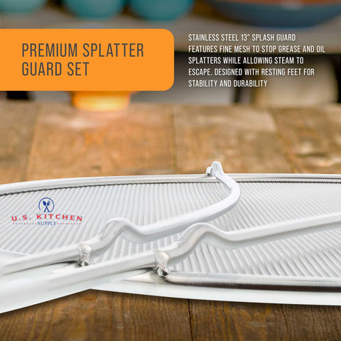 U.S. Kitchen Supply splatter guard with resting feet stays steady on counters