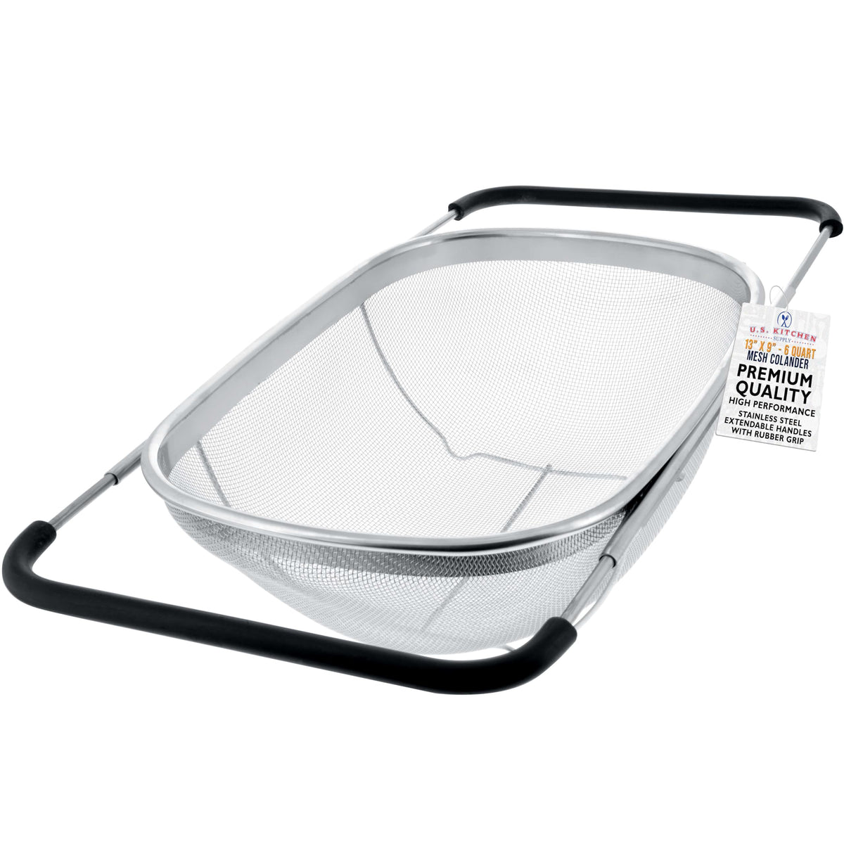 US Kitchen Supply stainless steel colander over sink for easy draining