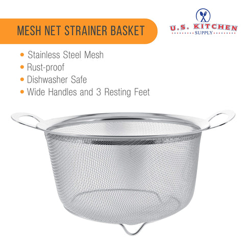 Wide rim stainless colander showing sturdy construction and easy handling.