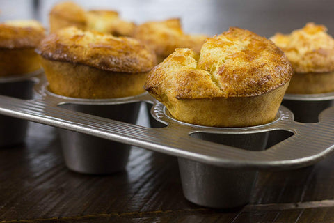 USA Pan 6-Well Popover Pan fluted surface adds strength and durability