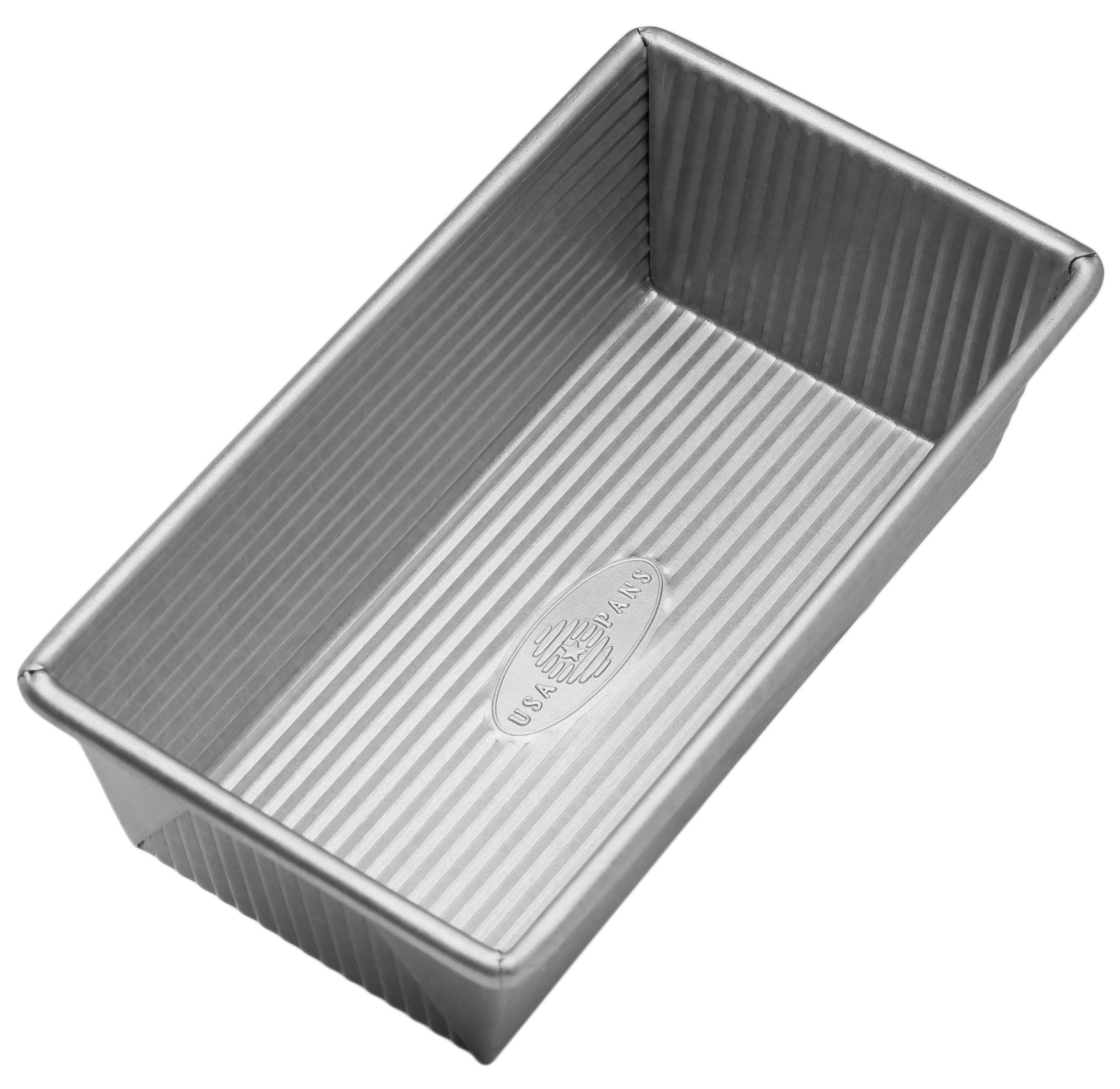 USA Pan loaf pan top view shows durable nonstick coating for quick release.