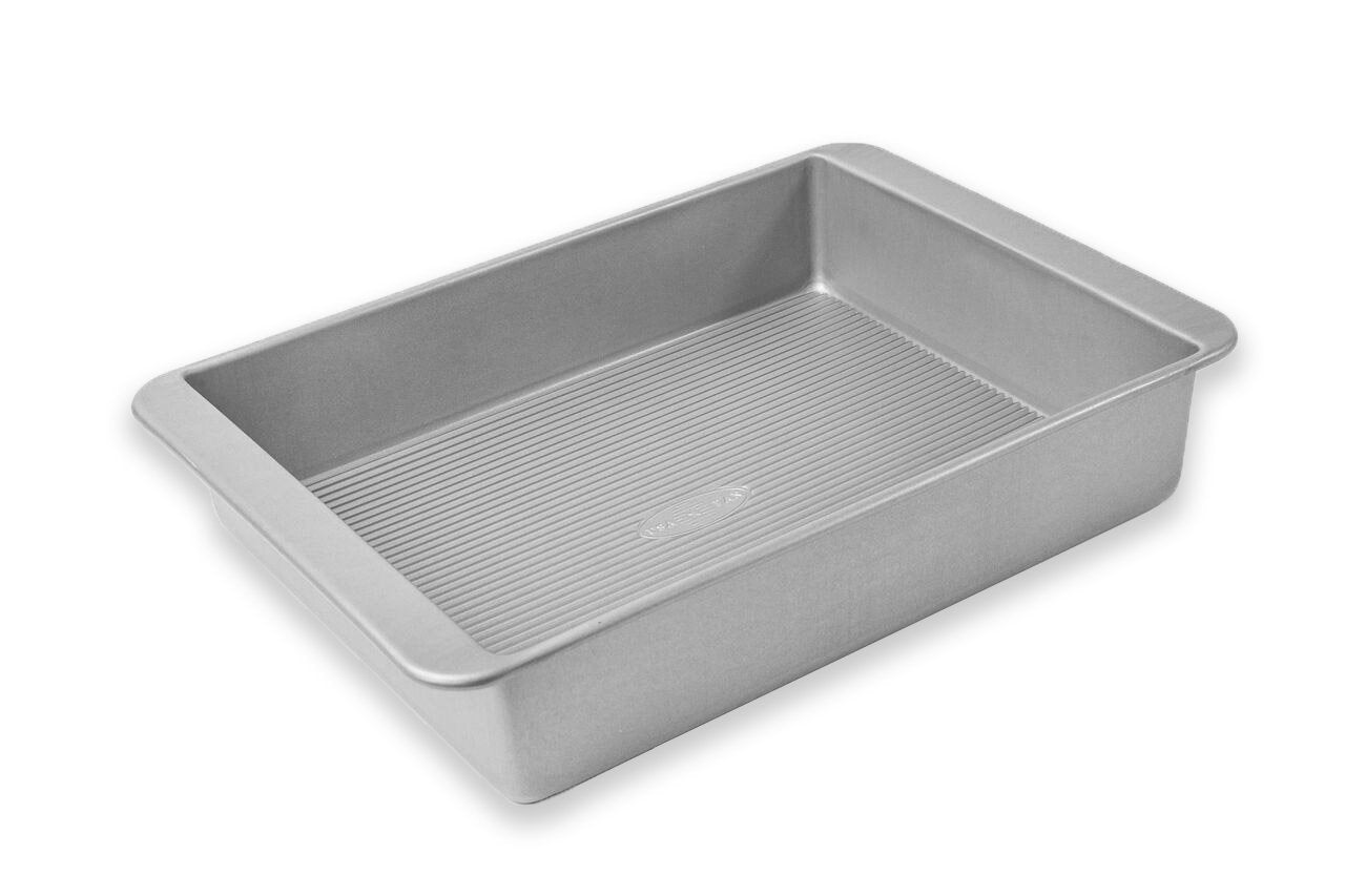 USA Pan nonstick deep lasagna pan with oversized handles for easy grip.