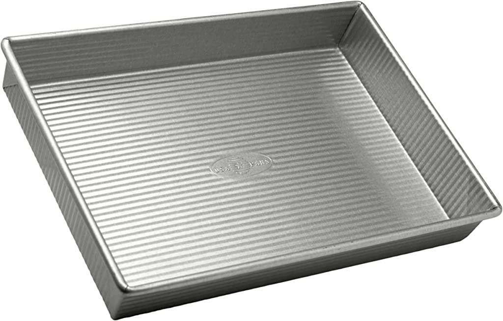USA Pan rectangular cake pan top view shows sturdy bakeware for even browning