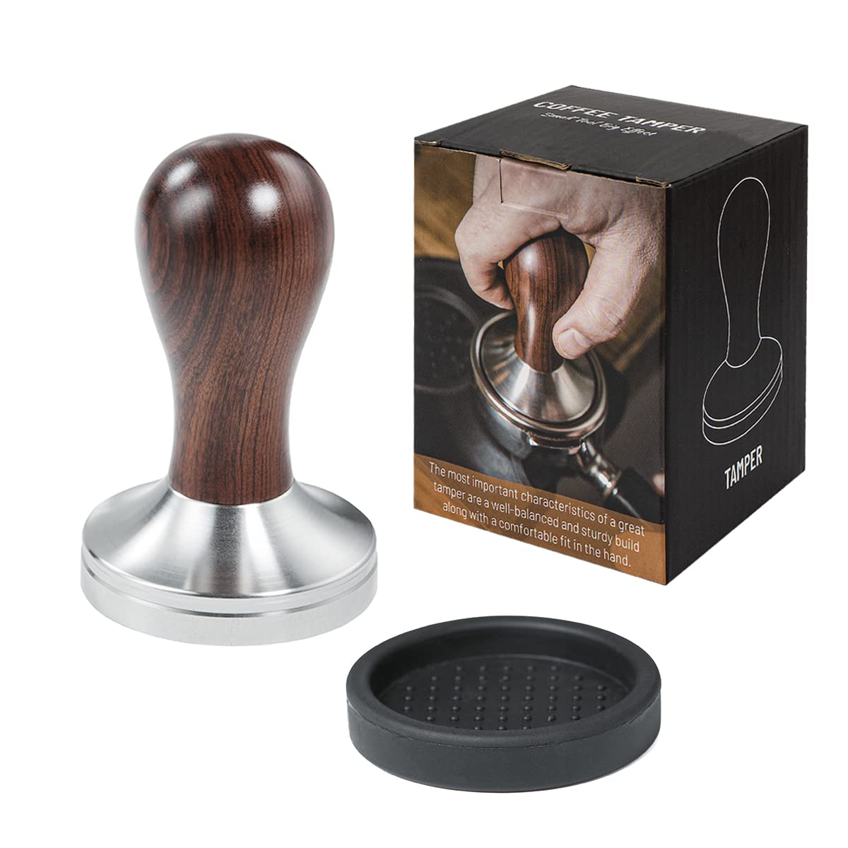 USEAMIE 58mm coffee tamper base for precise, even tamping.