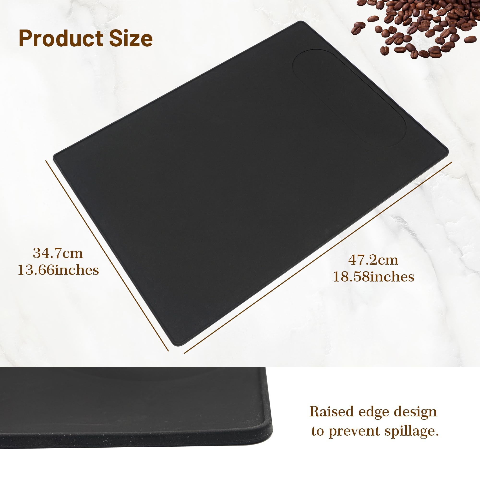 USEAMIE silicone mat recessed area keeps small items organized.