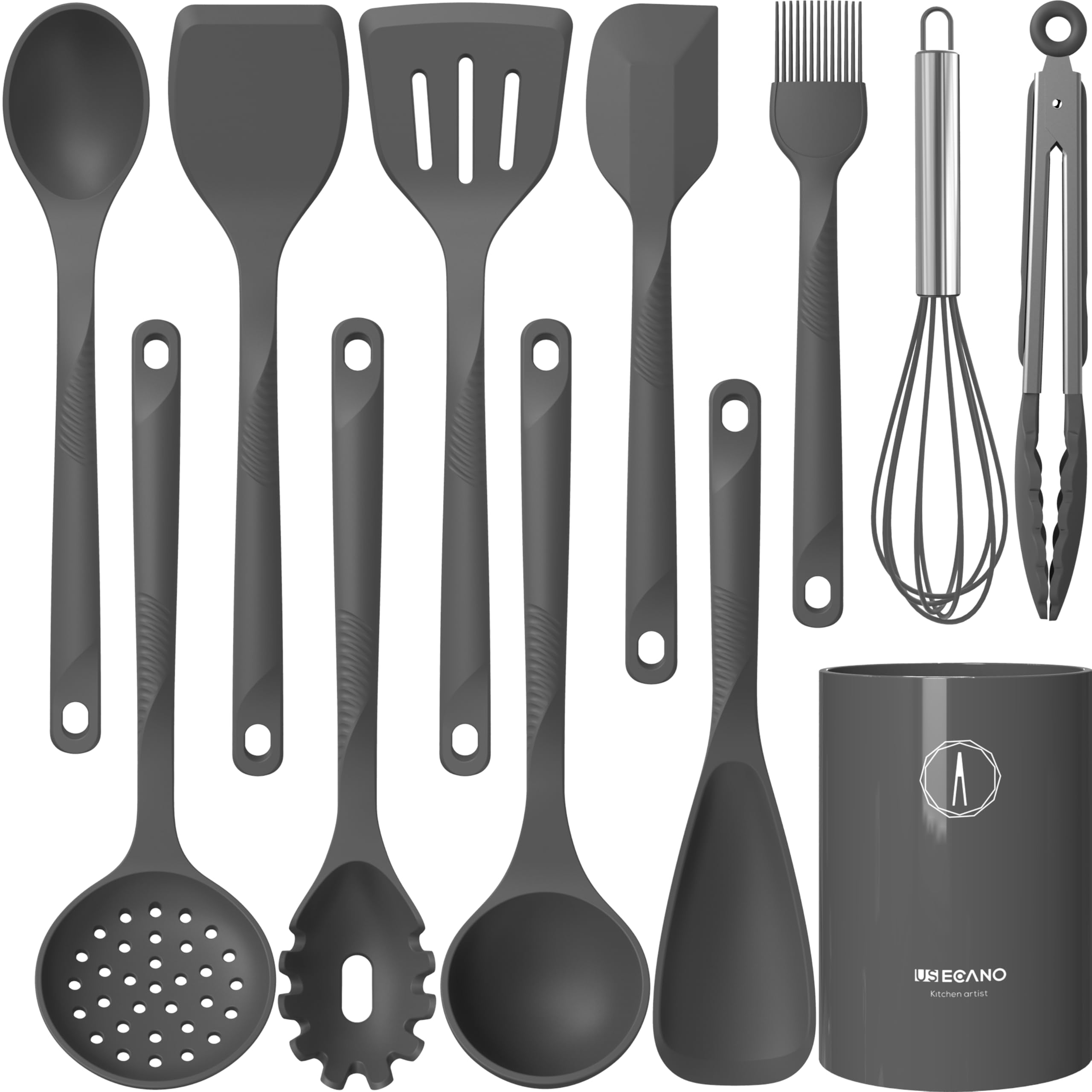 USECANO silicone ladle in gray for easy heat-resistant soup serving