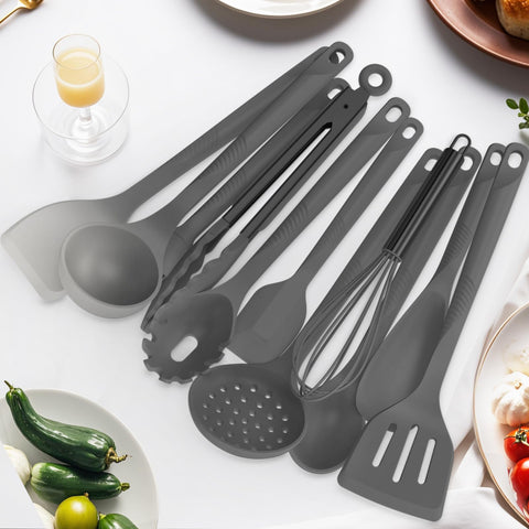 USECANO slotted spoon in gray protects nonstick surfaces while draining