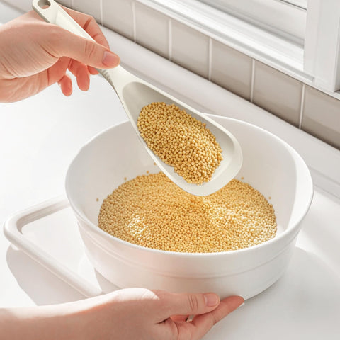 USECANO kitchen tong in cream white, secure grip for turning and serving