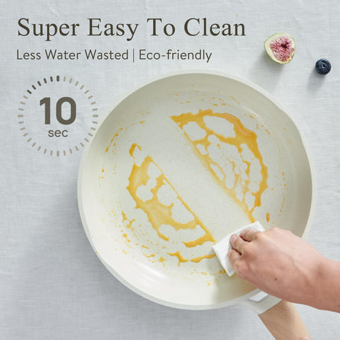 USELUCK ceramic nonstick surface close-up showing food release