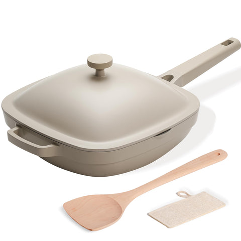 USELUCK Pix Pan with lid showing versatile cooking surface for family meals