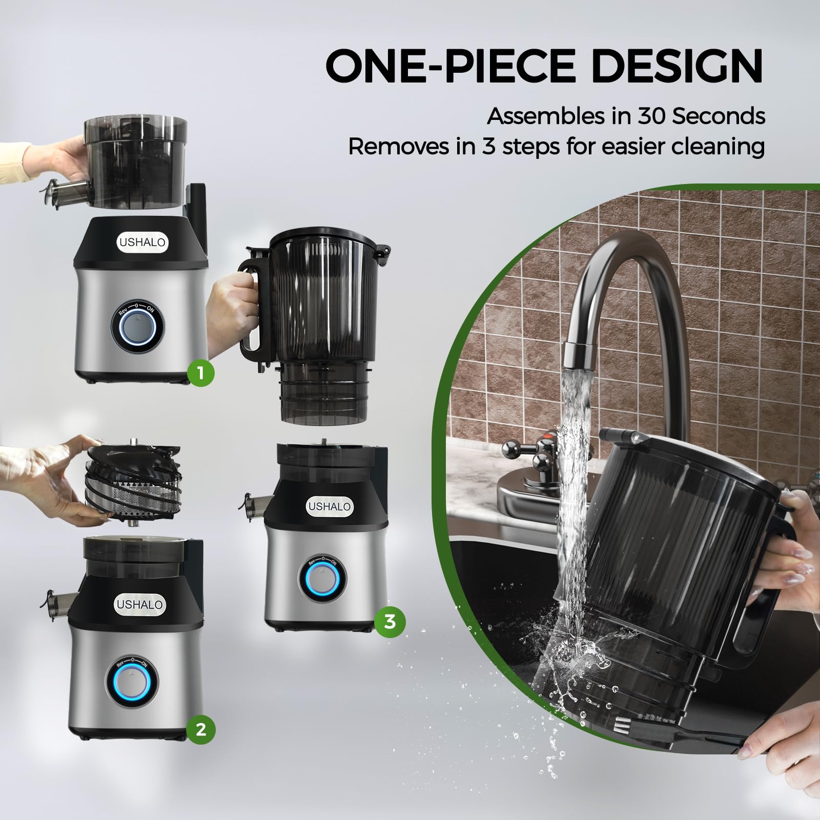 USHALO 60oz capacity enables batch juicing for family use