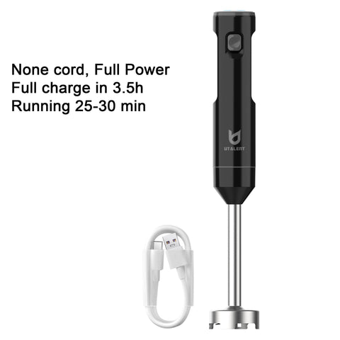 UTALENT cordless hand blender 8-inch blade delivers smooth blends for smoothies, soups, and sauces.