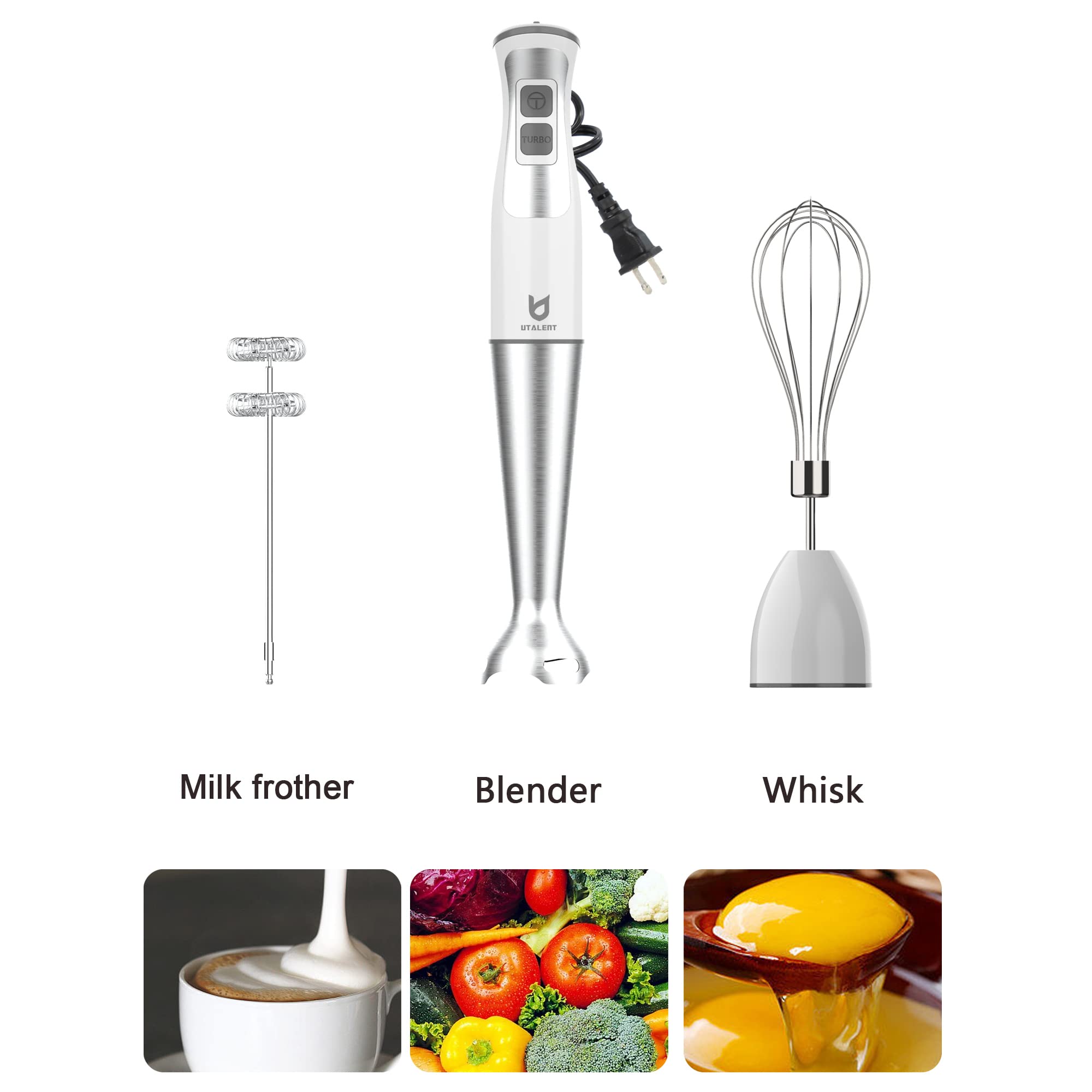 UTALENT egg whisk attachment ideal for light batters and whipped eggs.
