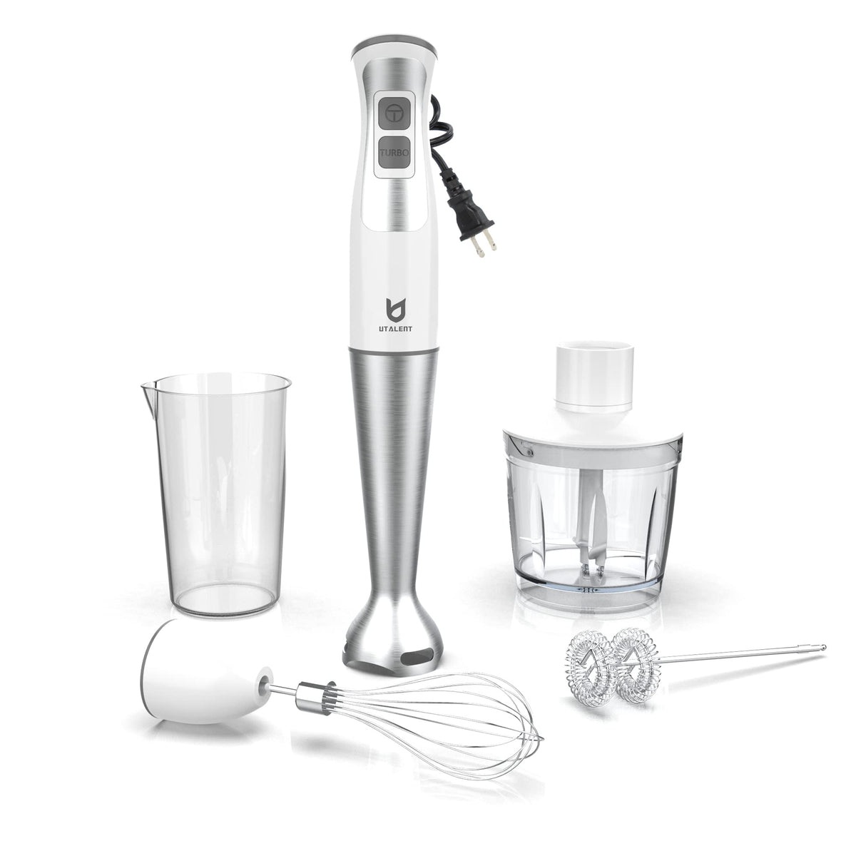 UTALENT immersion blender wand with 4-blade system for smooth blends