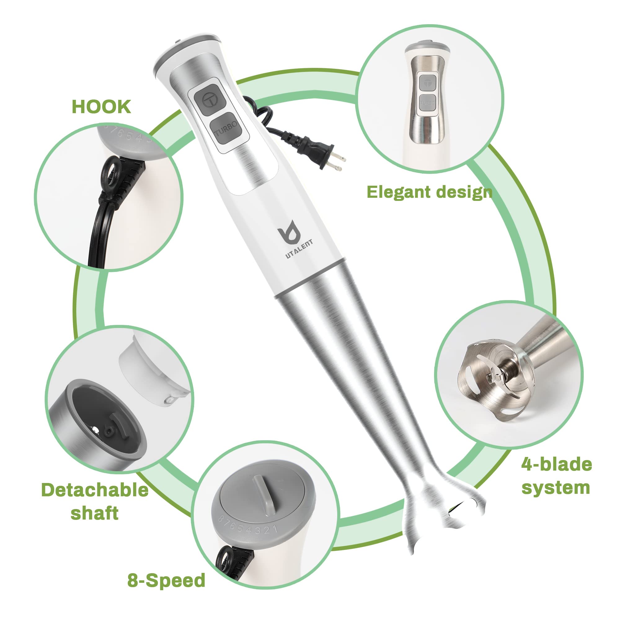 UTALENT milk frother attachment for creamy coffee foam.