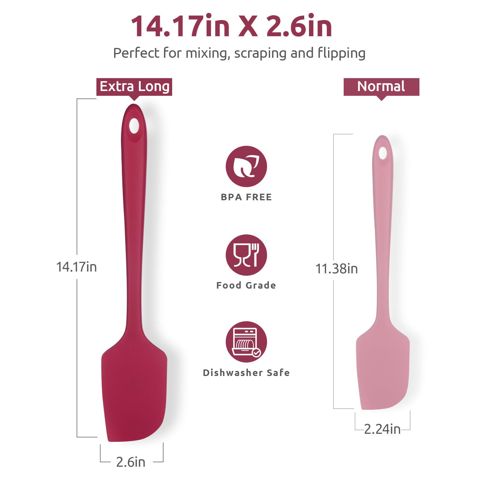 U-Taste 14in spatula, side view, soft grip handle for comfortable stirring.
