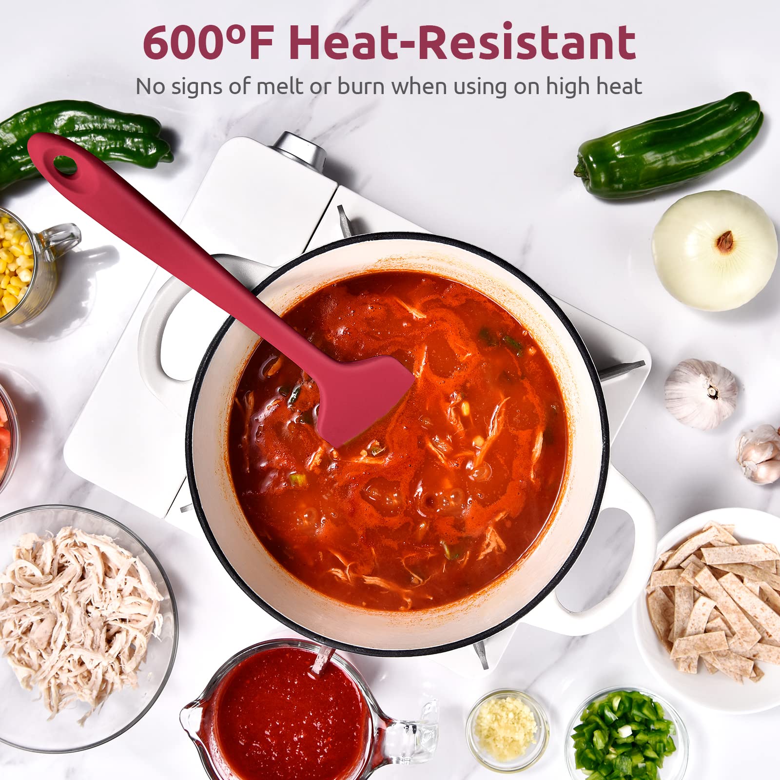 U-Taste 14in spatula, red handle, heat resistant for hot sauces.