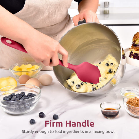 U-Taste 14in spatula scraping bowls, pulls every last drop cleanly.