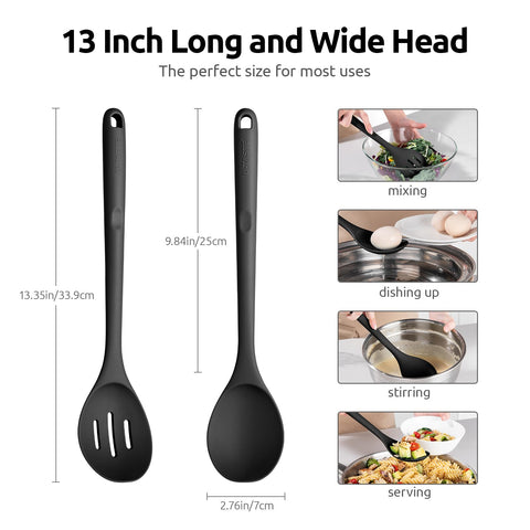 U-Taste 600°F silicone slotted spoon for draining and stirring without scratching nonstick pans.