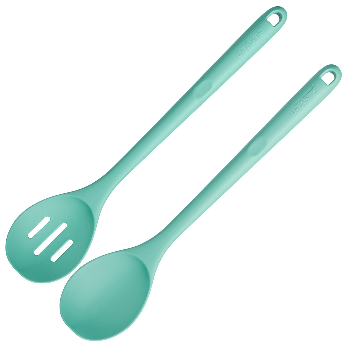 U-Taste Aqua Sky solid silicone spoon guards nonstick cookware during high-heat cooking