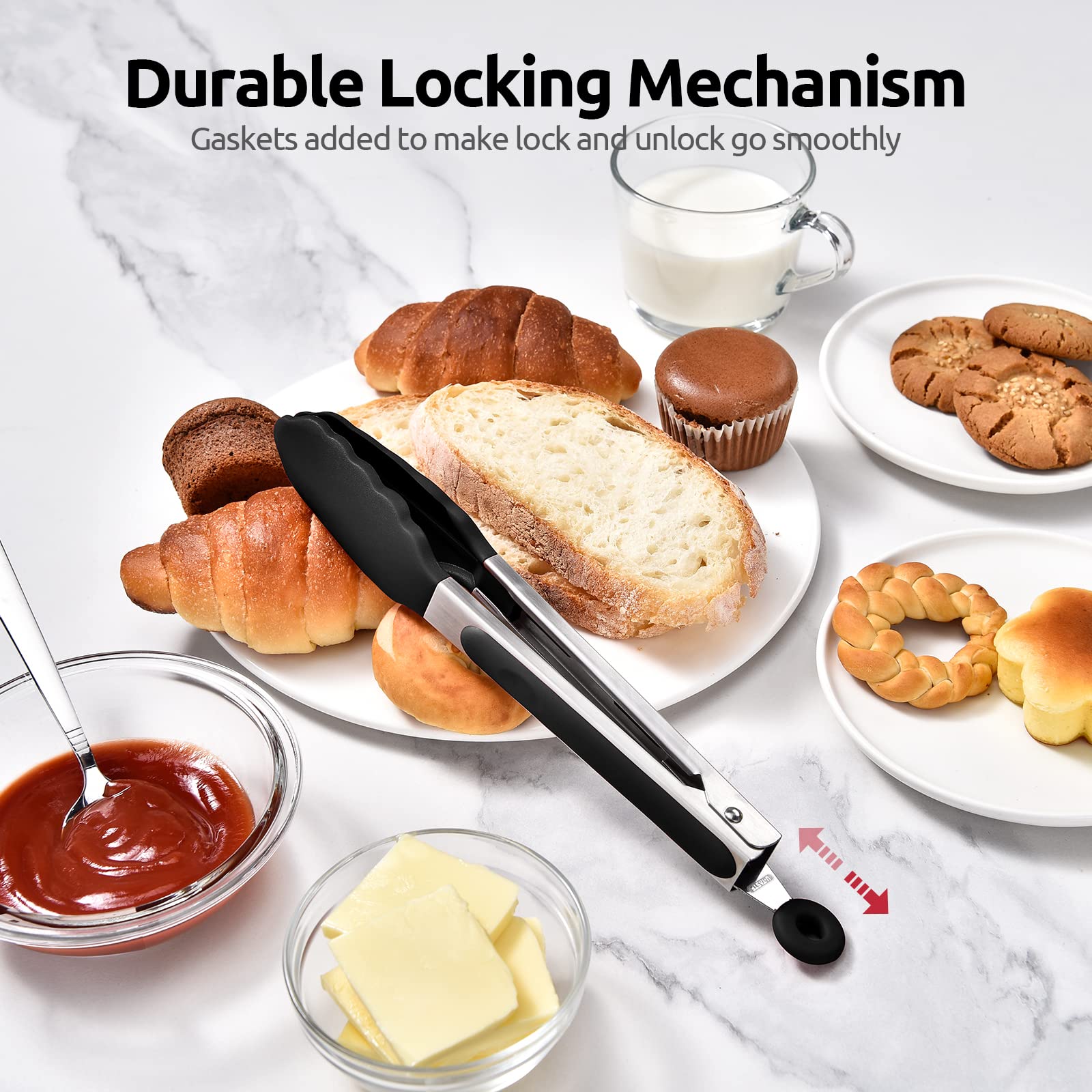 U-Taste nonstick-friendly tong suitable for grill and skillet.