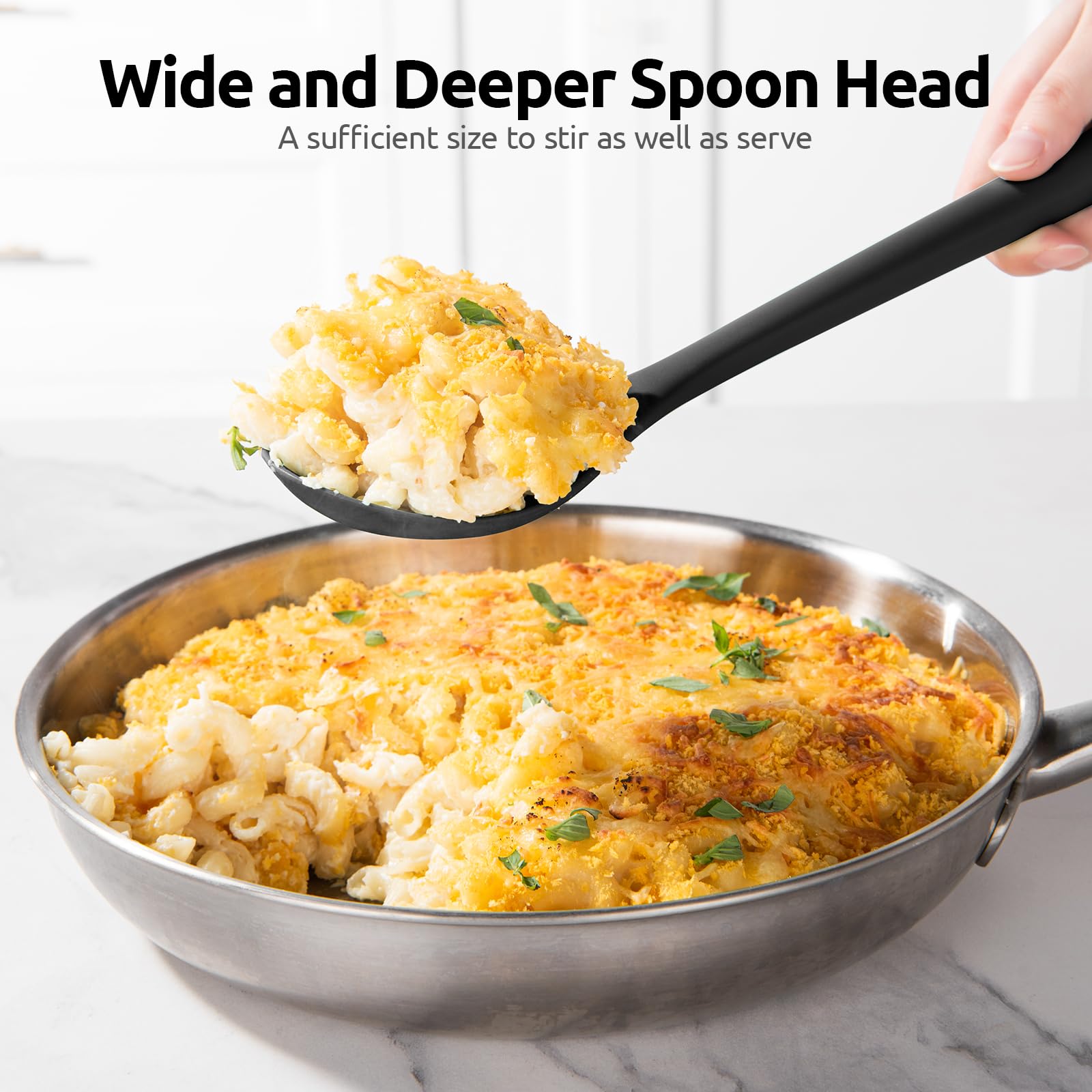 U-Taste dishwasher-safe silicone spoon for simple cleanup.