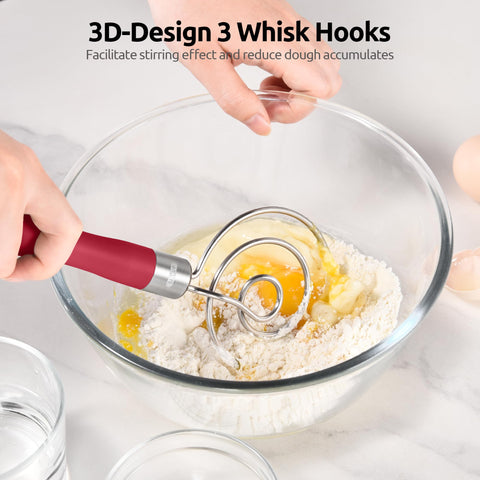 U-Taste ergonomic 8.6 inch handle reduces hand fatigue during heavy mixing