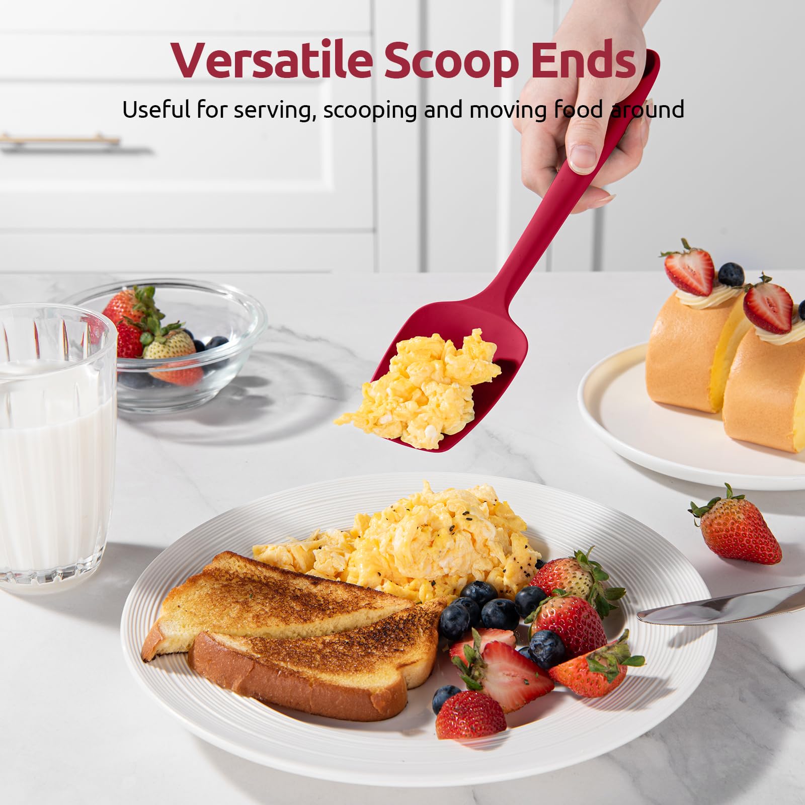 Ergonomic non-slip handle of U-Taste spatulas in red.