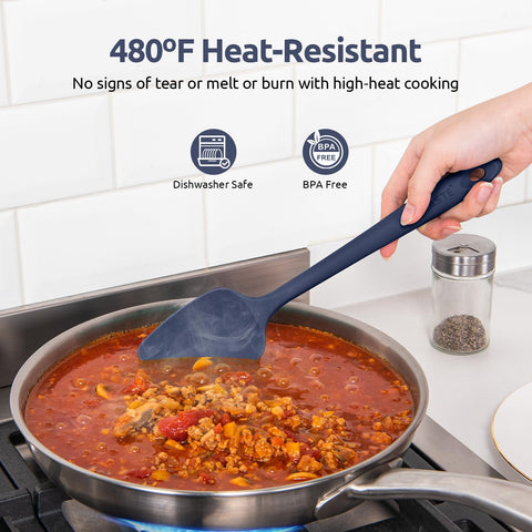 U-Taste food-grade silicone spatula resists heat up to 480°F for safe stirring.