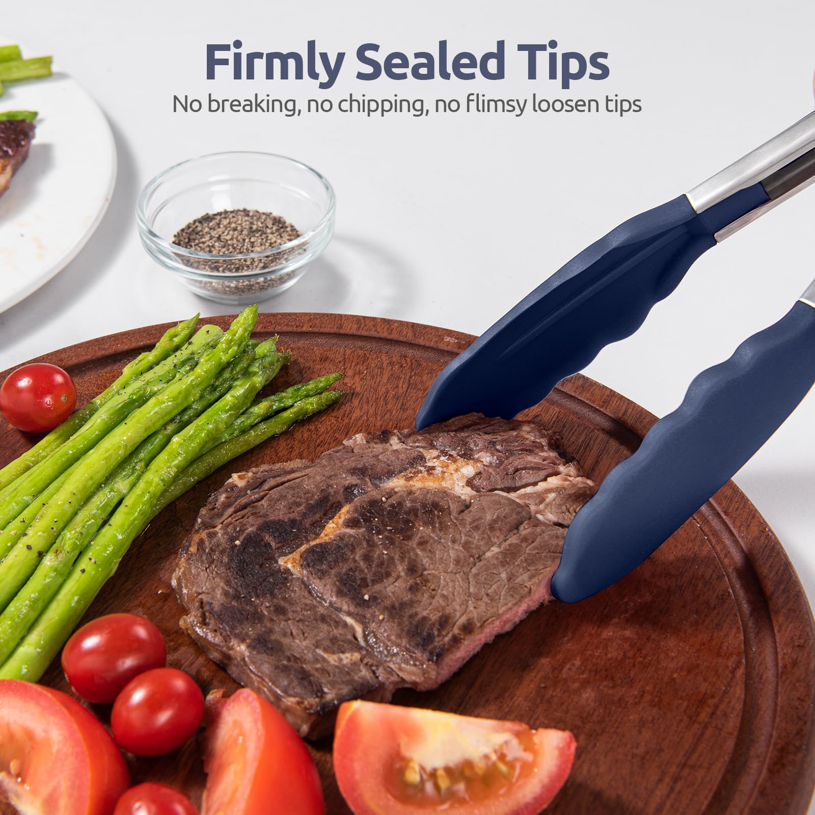 U-Taste grilling-serving tongs in action for flipping and serving