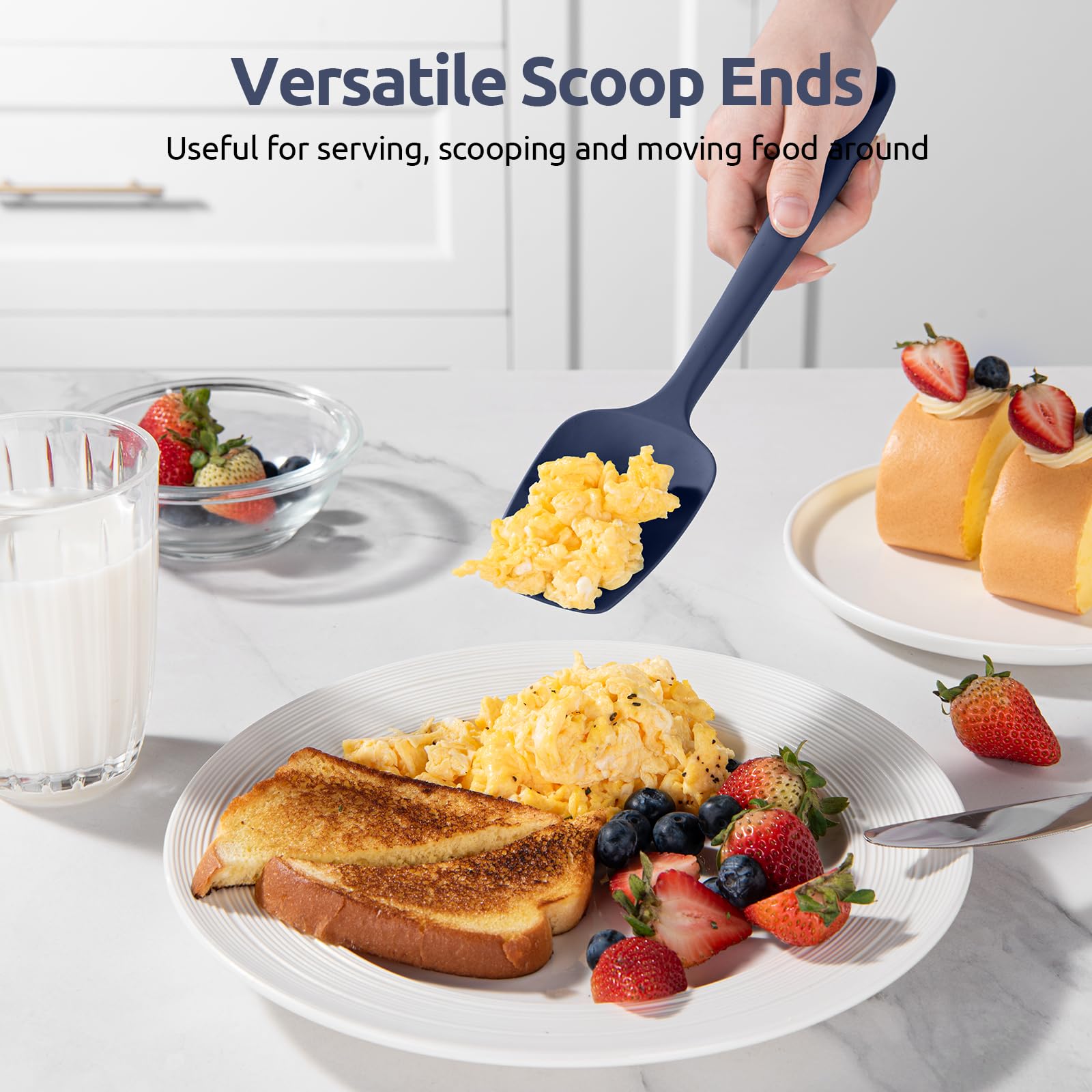 U-Taste spatula set in action for spreading batter and smoothing sauces.